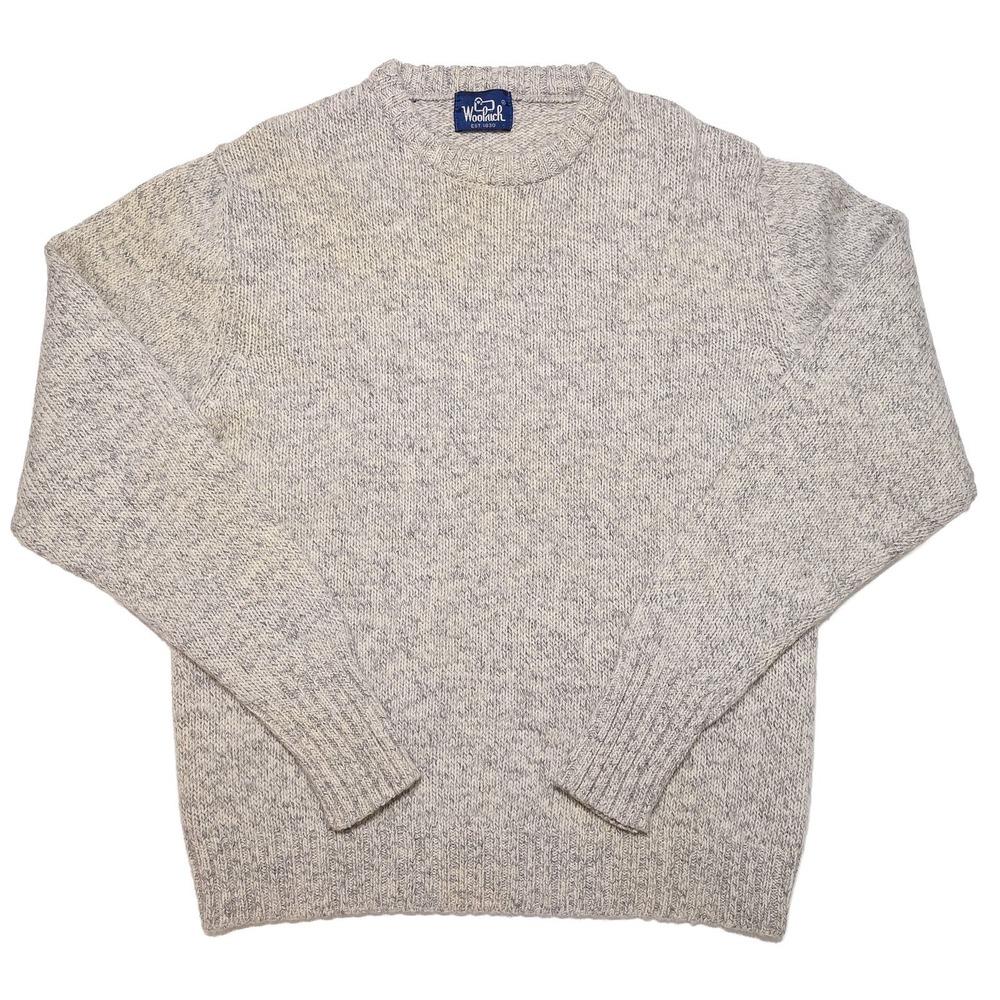 Woolrich Wool Sweater Mens XL Beige Excellent Vintage Crew Neck Marl Knit